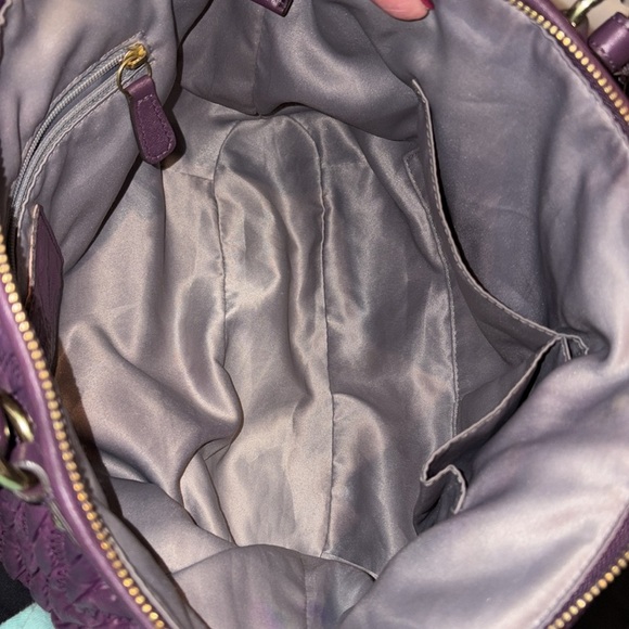Coach Madison Sophia quilted Satchel shoulder bag dark purple excellent Cond - Picture 14 of 16